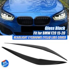 For BMW 1 Series F20 F21 Glossy Black Headlight Eyebrow Eyelid Cover 2015-19 LCI