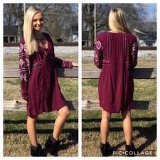 Black Embroidered Boho Casual Dress 