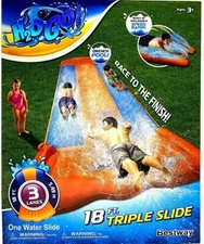 NEW BESTWAY H2OGO! 18 FT. INFLATABLE TRIPLE WATER SLIDE & DRENCH POOL 3 LANES