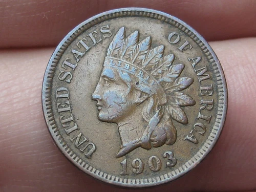 1903 Indian Head Cent Penny- XF Details, LIBERTY Shows, 2 Diamonds