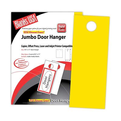 Jumbo Door Hanger, 2-up, Sunfish Yellow, 500pk