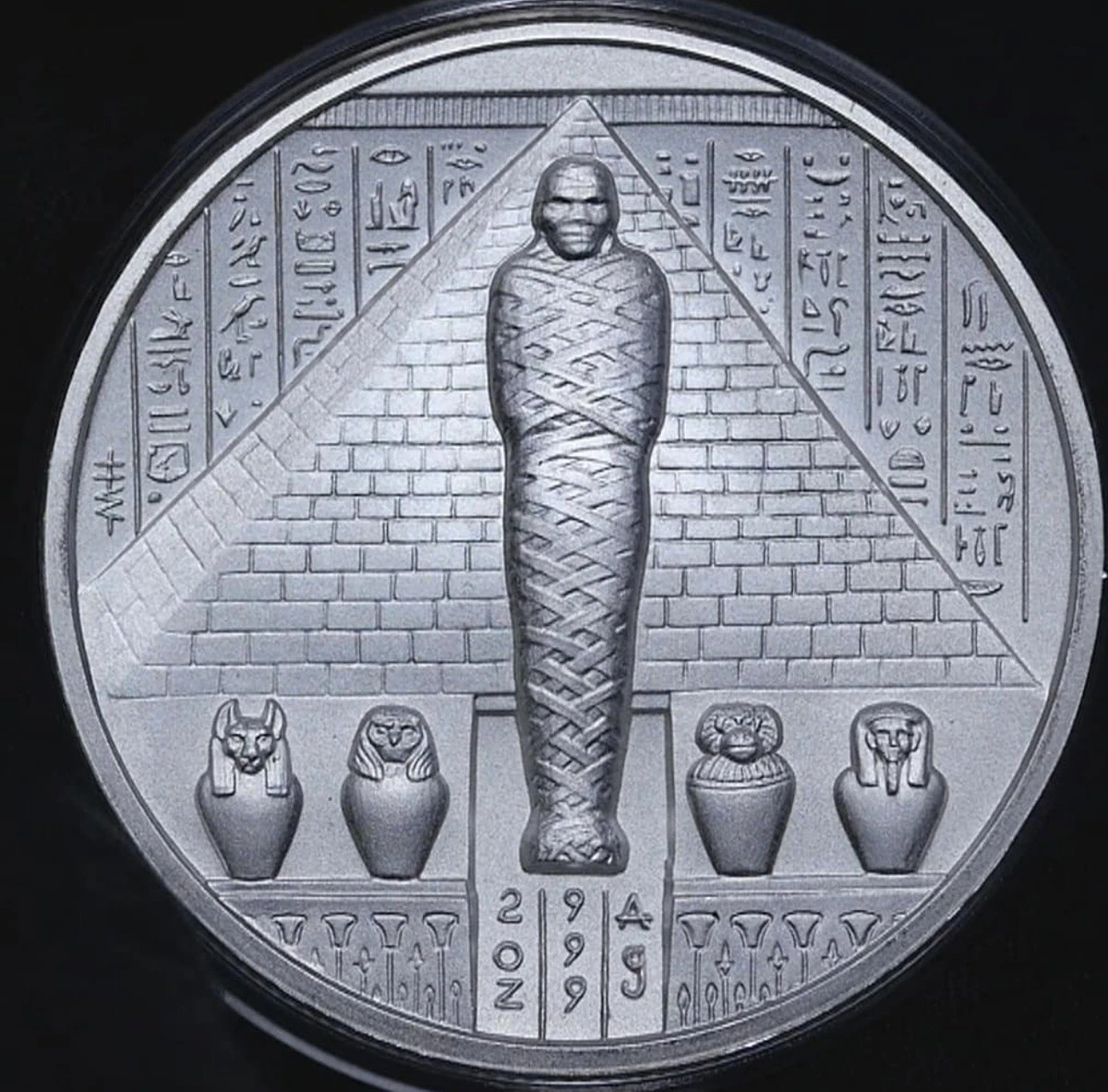2 oz Silver Sobek Rounds (Egyptian Gods Series #3, New, High Relief)