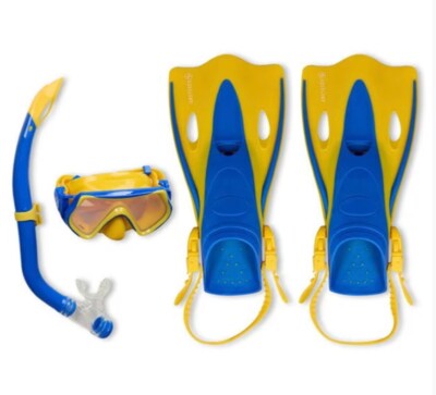 NEU Aqua Lung Hero Schnorchelset Flossen Schnorchelbrille Größe EU 32-36 NEU Gelb
