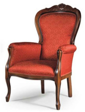 POLTRONA C/FUSTO IN LEGNO INTAGLIATO IMBOTTITA E RIVESTITA C/TESSUTI LUSSO 207