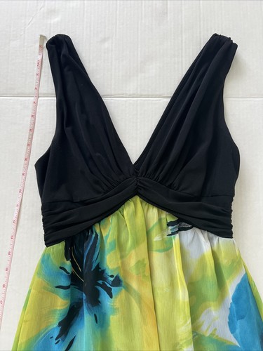 BCX WOMEN’s LONG SUMMER BEACH PARTY DRESS SIZE: S Yellow/Aqua - Picture 2 of 3