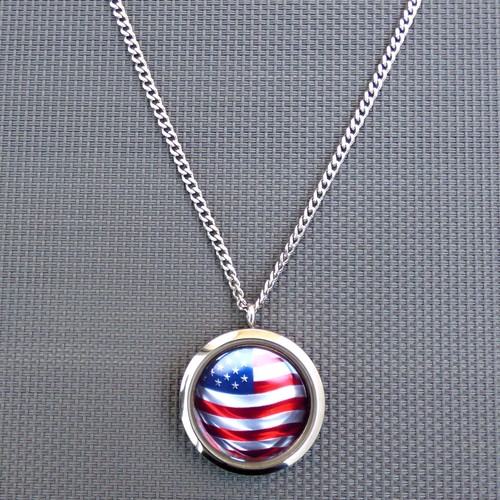 USA Flag United States National American Symbol Patriotic Medal Pendant Necklace - Picture 2 of 8