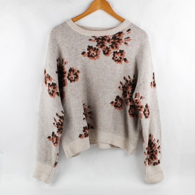 Knox Rose Blumen Design Rosa Strickpullover Damen Größe L