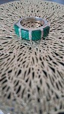 925 Sterling Silber Ring mit Malachit – Moderner Bandring mit Naturstein –