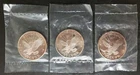 Lot of Three 1987 Sunshine Mining 1oz Silver Eagle Rounds in Plastics