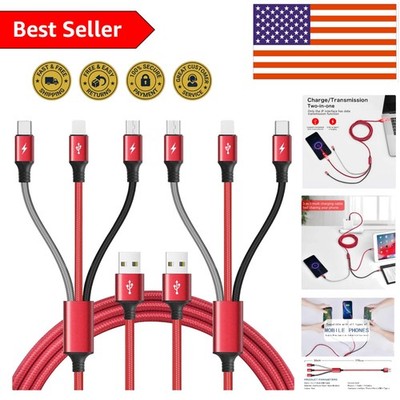 10Ft Universal 3-in-1 Braided Charging Cable - Fast Charge for All Devices