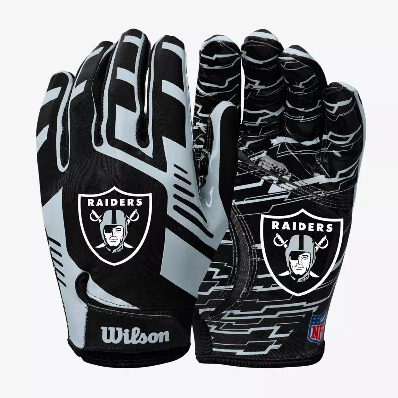 Gants de football américain Wilson NFL Raiders avec grip silicone pour receveur exigeant