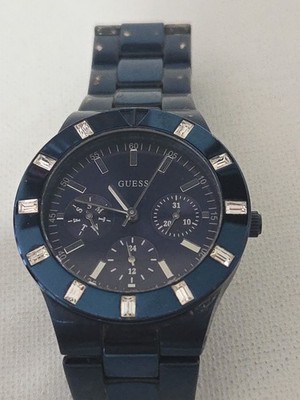 Guess Women s Blue Stainless Steel Watch Great Shape Discontinued U0027L3