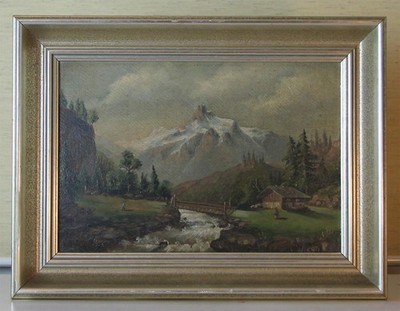 Altes Ölgemälde Landschaft romantisch 1903