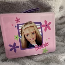 Barbie Metal Lunchbox Pink Floral Design with Flowers UPC 768395144142