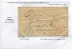 Transatlantic Stampless 1851 England York Philadelphia Cunard Steamship America