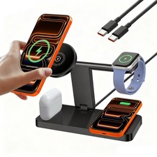 FDGAO 4in1 Magnetic Wireless Charger Dock Stand for Apple Watch Air Pods iPhone