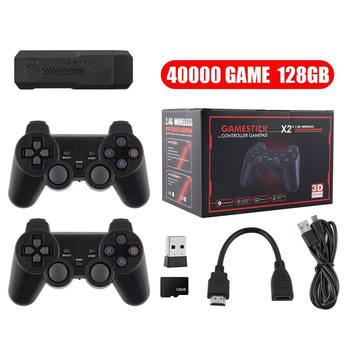 Original 40000+ Retro Games Video Game Console TV Stick 128G 4K HDMI 2Wireless