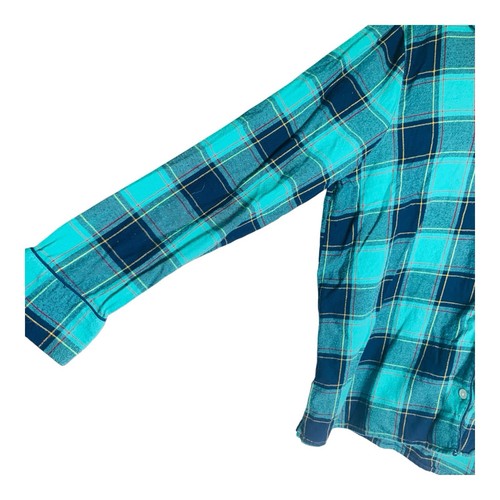 Lands End Langarm Pyjama Damen Medium 10-12 grün und blau kariert Flanell - Bild 3 von 15