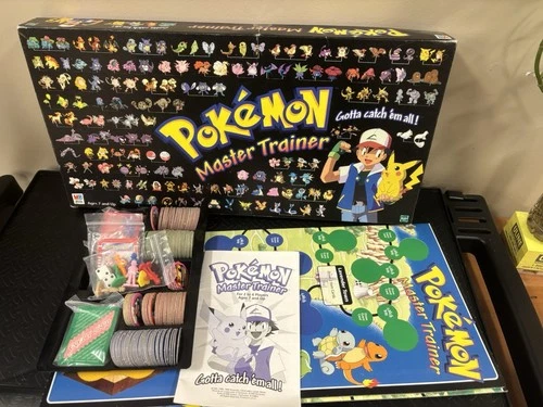 Pokemon Master Trainer Board Game Vintage Hasbro 100% Complete 1999 Rare Nice