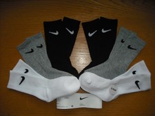 Toddler Boys NWT NIKE Socks Crew 6prs White Black Gray Cushioned SOFT Sz:4T-5T