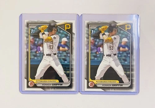 Bowman 1st paper Konnor Griffin Pittsburgh Pirates MLB Rookie 2024 2 Card Lot