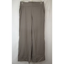 Size M Member's Mark Travel Wide Leg Pants NWT Taupe Recycled Nylon Stretch