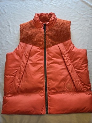 UGG Puffer Vest Sherpa Panel Orange Red Full Zip Mens Large