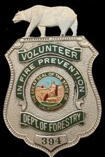 California Dept of Forestry - CDF - 1981-1993 - Volunteer Fire Prevention BADGE
