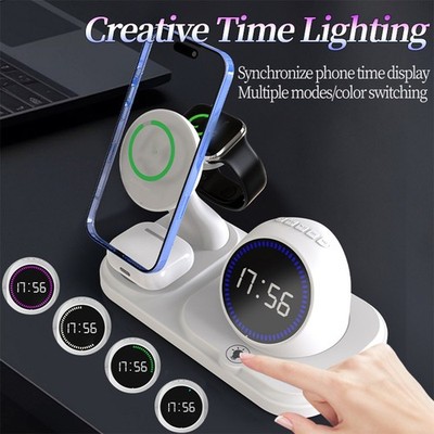 Ladestation mit magnetischer Ausrichtung Wecker RGB Licht für iPhone