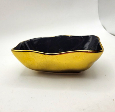 Pampa Bay Eclipse Black & Gold Ceramic Rectangular Decorative Bowl Dish About 5''