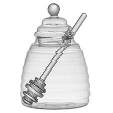 1 zestaw Wysokie szkło borokrzemianowe Plaster miodu Zbiornik Miód Butelka Miód i pokrywka 8880