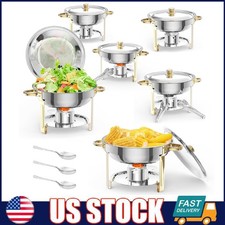 Chafing Dish Buffet Set, 6 Pack 5QT Stainless Steel Chafers Food Warmer with Lid