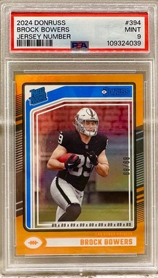 JERSEY # MATCH! 2024 Panini Donruss Brock Bowers Rated Rookie 89/89! RAIDERS!