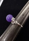 Stunning Vintage Sterling Silver 925 Lavender Purple Jade Floral Flower Ring sz9 — photo 8