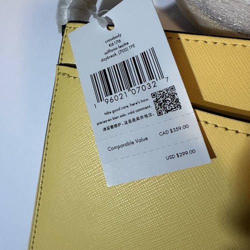 Kate Spade Rory Crossbody Purse Daybreak Pale Yellow Saffiano Leather Preppy New - Picture 2 of 9