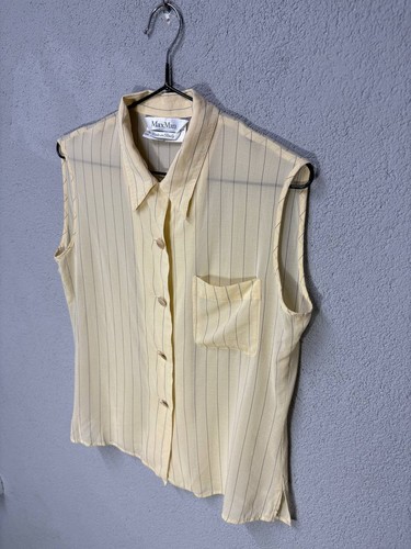 Max Mara Mujer Seda Tops Blusa USA 10/L Hecho en Italia - Imagen 2 de 10