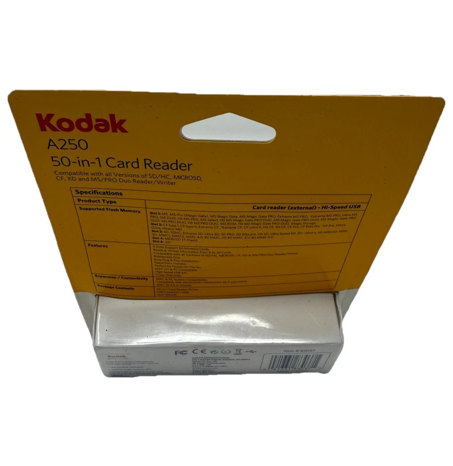 Kodak A250 50-in-1 Card Reader Writer MacOS & PC Compatible 83037-RS USB New - Image 2 of 4