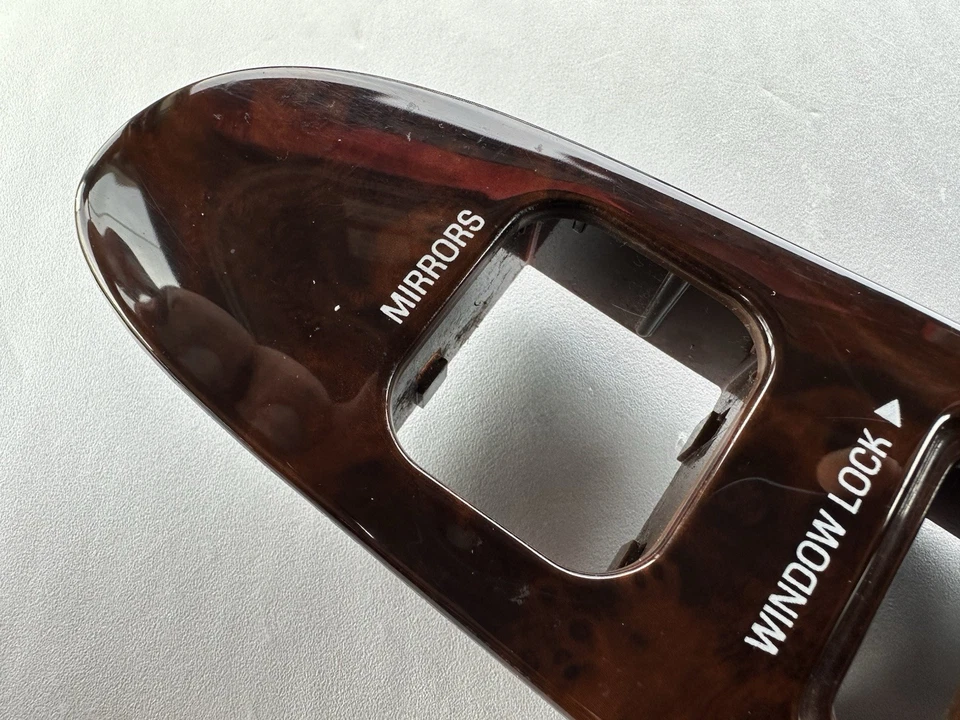 1998-2002 Lincoln Town Car Master Window Switch Driver Door  Bezel - Wood Trim - Image 4 of 4