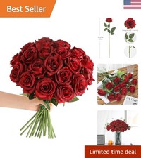 Versatile 12Pcs Silk Burgundy Roses - Flexible Stems for Custom Centerpieces