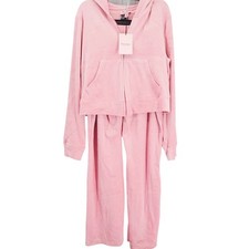 Juicy Couture Rose Pink Track Suit Bling Pastel Size XL NWT