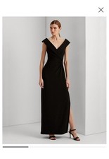 RALPH LAUREN Women's Jersey Off-the-shoulder Side-slit Column Gown Sz 4 MSRP 225