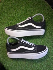 VANS OLD SKOOL Chunky Lift Platform nero bianco donna UK 4 ottime condizioni