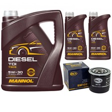 Motoröl Set MANNOL Diesel TDI 5W-30 API 7 Liter + Ölfilter für Nissan NP300 2.5 