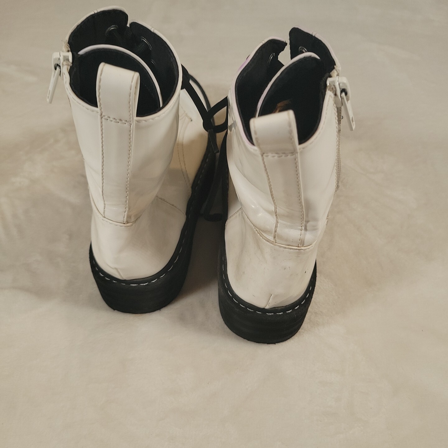 SAOLA Stivaletti grossi DIVIDED H&M in pelle bianca suola spessa gotici donna 5 5