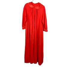 Vintage Gossard Artemis Red Nylon Button Robe Nightgown Size Small