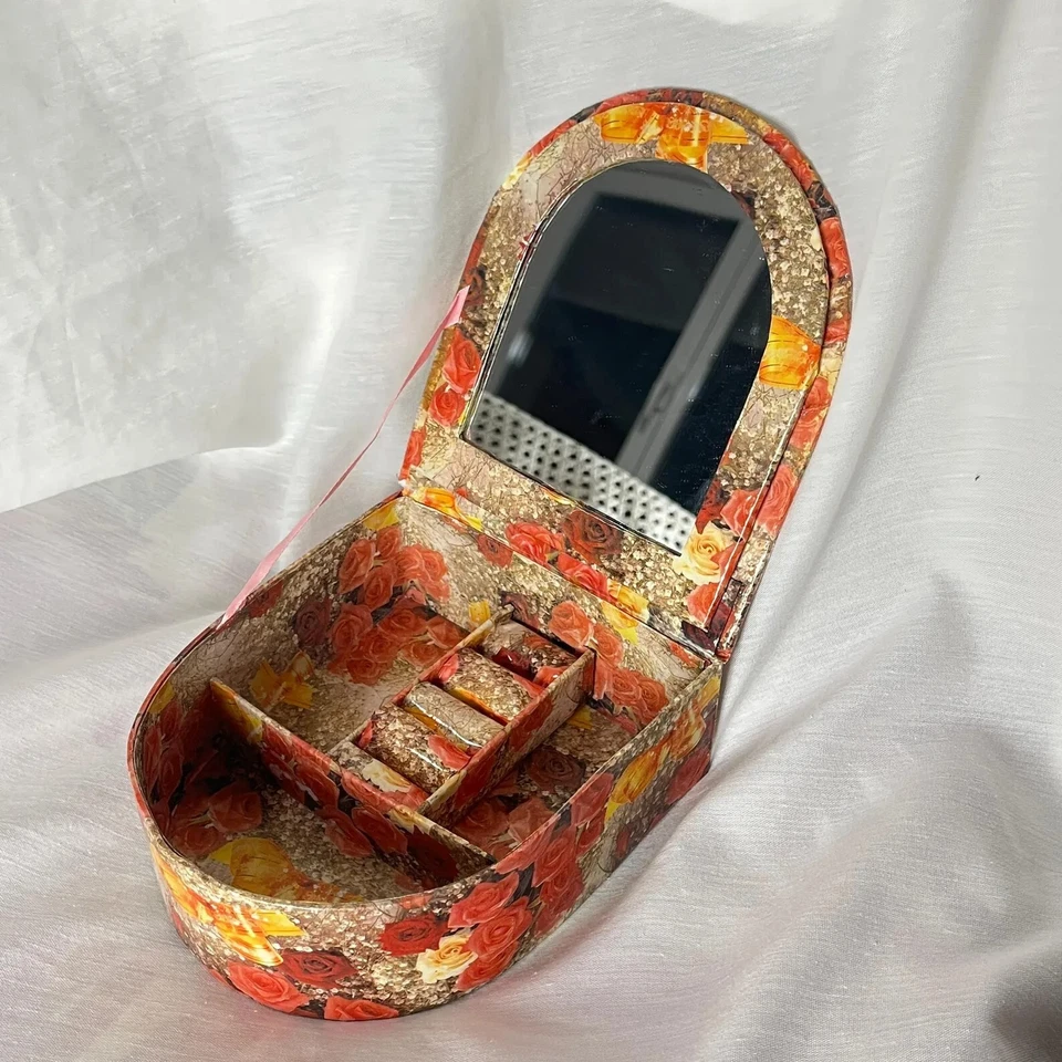 Vintage Yellow Pink Roses 90s Floral Garden All Over Print Keepsake Jewelry Box - Image 2 of 4