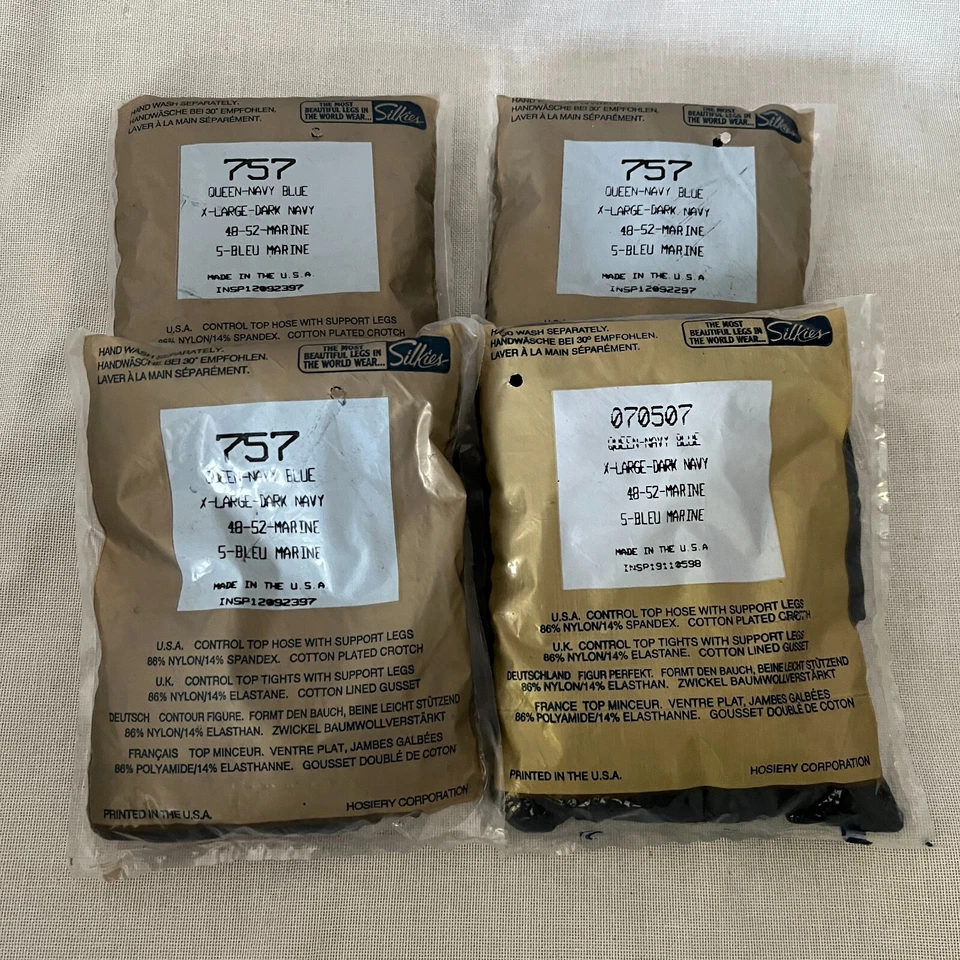 NOS Silkies Control Top Queen / X-Large Navy Blue Pantyhose Lot of 4 NEW! Bin E5 - Image 2 of 2