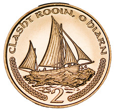 Isle of Man 2 Pence 2002 Gem Unc~Manx Lugger Fishing Boat~Free Shipping