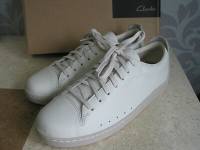 clarks white leather trainers
