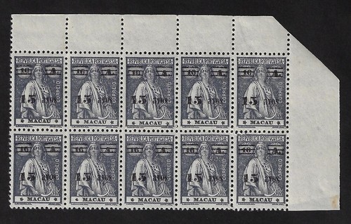 MACAU BLOCK OF 10 STAMPS 1931-33 15a s 16A # 266 MNH